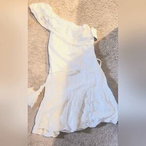 White  Ruched One Shoulder Sundress